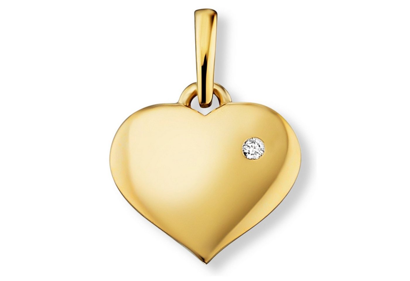 ONE ELEMENT Kettenanhänger 0.01 ct Diamant Brillant Herz Anhänger aus 585 Gelbgold, Sanfte Brillanz – Diamantveredelung für ein wertiges Finish von ONE ELEMENT
