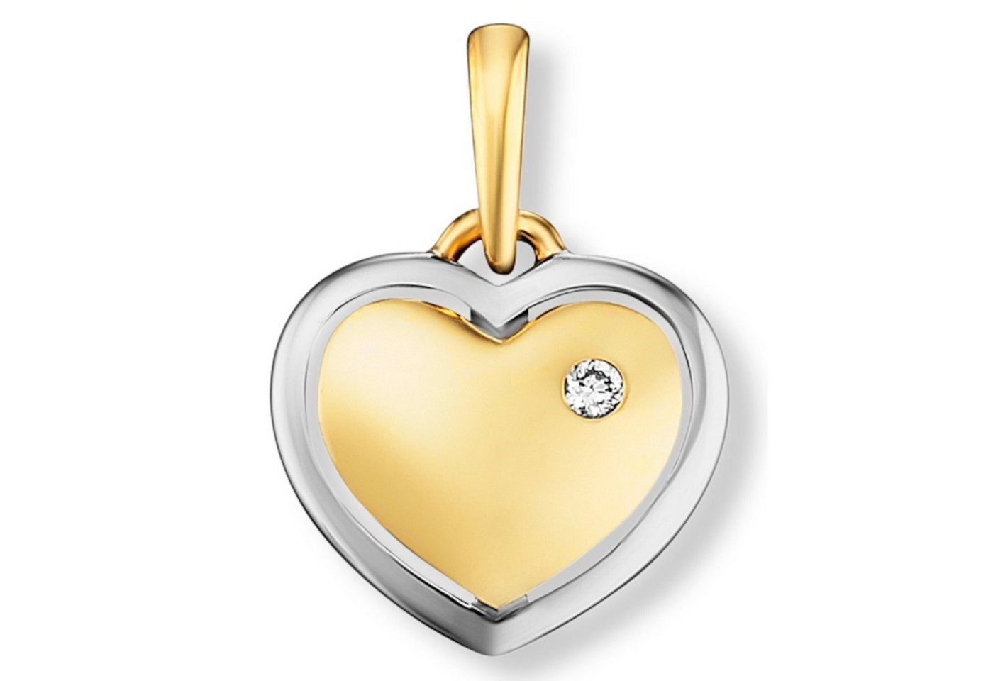 ONE ELEMENT Kettenanhänger 0.01 ct Diamant Brillant Herz Anhänger aus 585 Gelbgold, Sorgfältig gefertigt – zarte Diamantakzente mit besonderer Strahlkraft von ONE ELEMENT