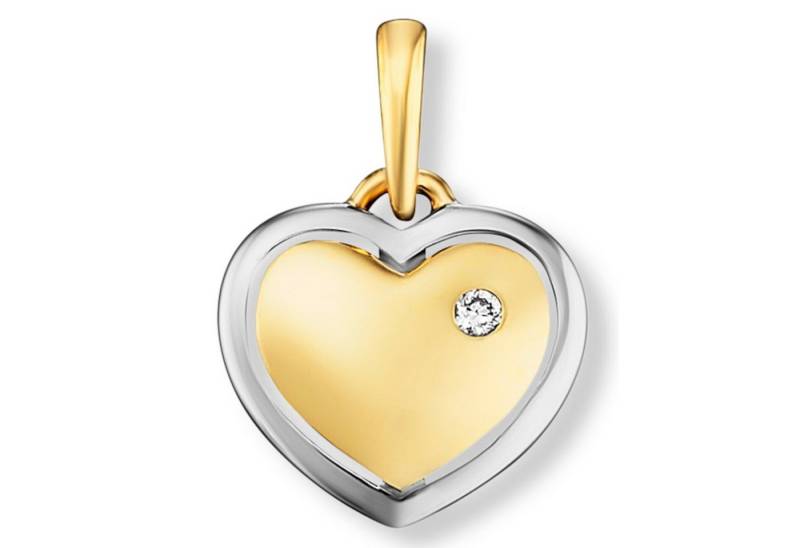 ONE ELEMENT Kettenanhänger 0.01 ct Diamant Brillant Herz Anhänger aus 585 Gelbgold, Sorgfältig gefertigt – zarte Diamantakzente mit besonderer Strahlkraft von ONE ELEMENT