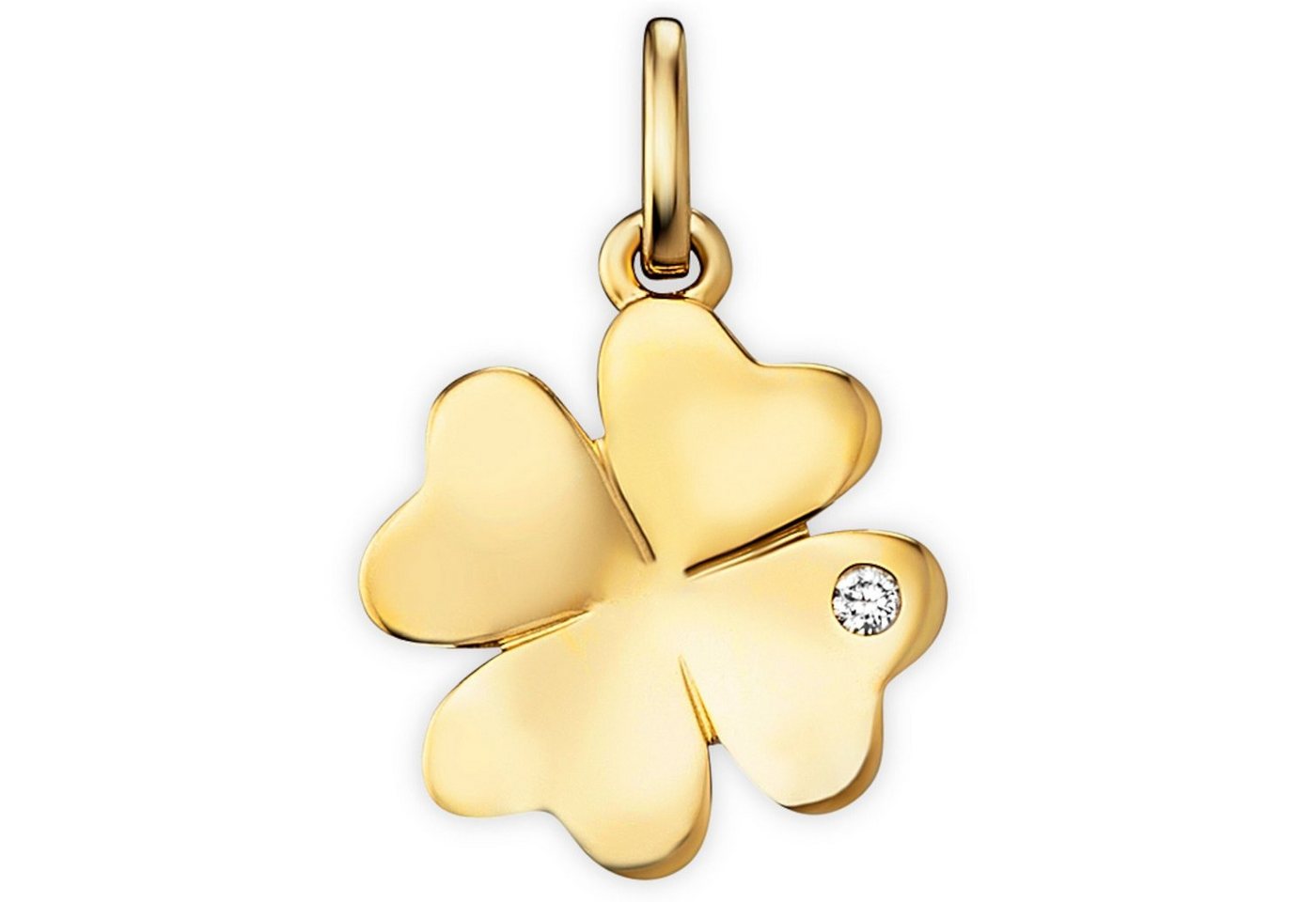 ONE ELEMENT Kettenanhänger 0.01 ct Diamant Brillant Kleeblatt Anhänger aus 585 Gelbgold, Sorgfältig gefertigt – zarte Diamantakzente mit besonderer Strahlkraft von ONE ELEMENT