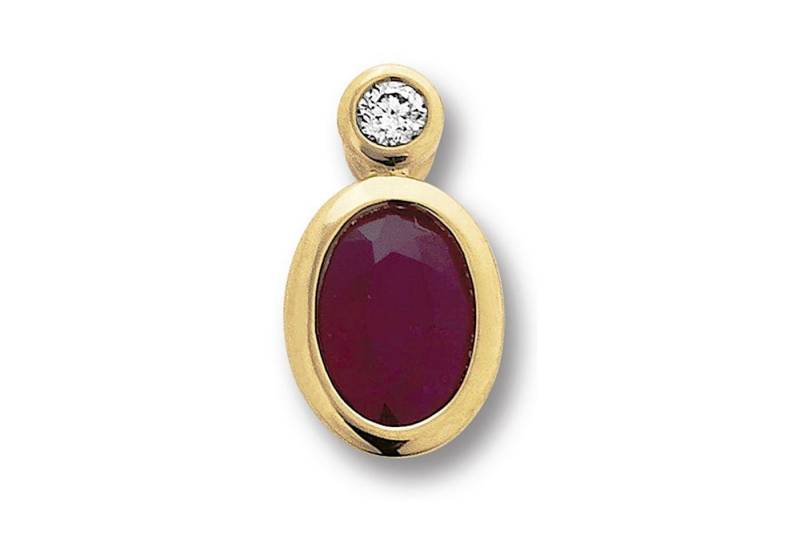 ONE ELEMENT Kettenanhänger 0.02 ct Diamant Brillant Rubin Anhänger aus 585 Gelbgold, Damen Gold Schmuck von ONE ELEMENT