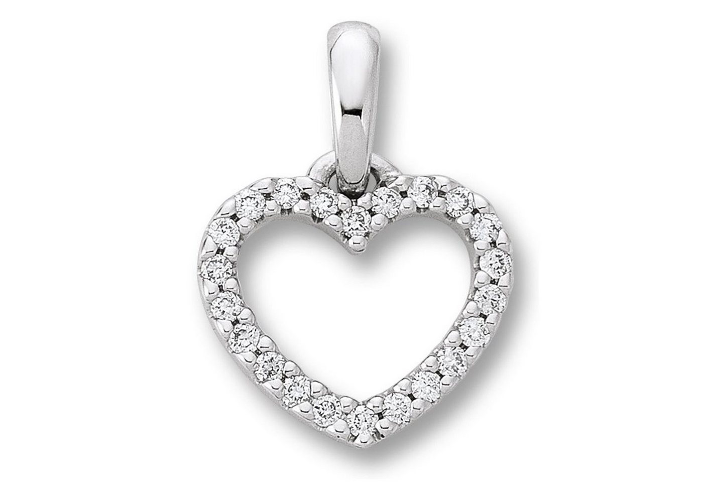 ONE ELEMENT Kettenanhänger 0.11 ct Diamant Brillant Herz Anhänger aus 585 Weißgold, Klassische Eleganz – veredelt mit funkelndem Diamantbesatz von ONE ELEMENT
