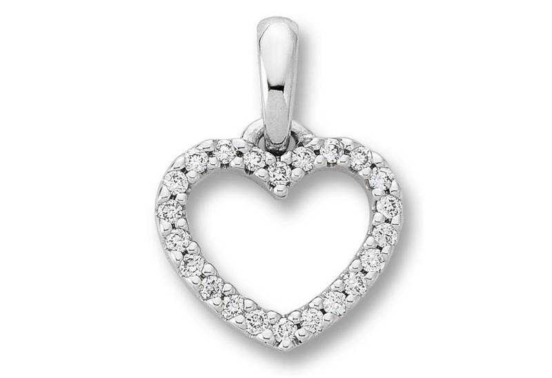 ONE ELEMENT Kettenanhänger 0.11 ct Diamant Brillant Herz Anhänger aus 585 Weißgold, Klassische Eleganz – veredelt mit funkelndem Diamantbesatz von ONE ELEMENT