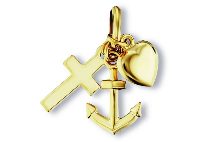 ONE ELEMENT Kettenanhänger Glaube Liebe Hoffnung Anhänger aus 333 Gelbgold, Herz mit Bedeutung – eine feine Geschenkidee für viele Anlässe von ONE ELEMENT