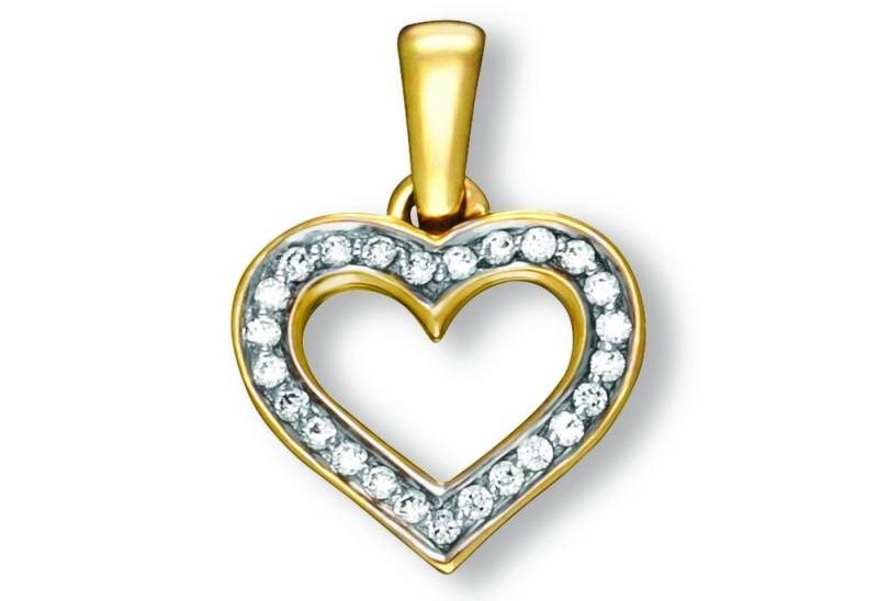ONE ELEMENT Kettenanhänger Zirkonia Herz Herz Anhänger aus 333 Gelbgold, Herzanhänger – Ausdruck von Liebe, perfekt zum Verschenken von ONE ELEMENT