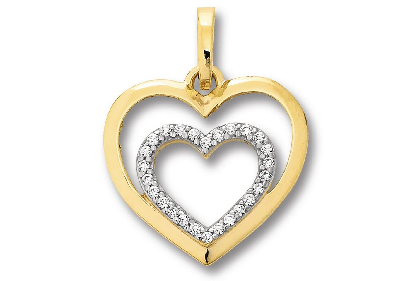 ONE ELEMENT Kettenanhänger Zirkonia Herz Herz Anhänger aus 333 Gelbgold, Damen Gold Schmuck Herz von ONE ELEMENT