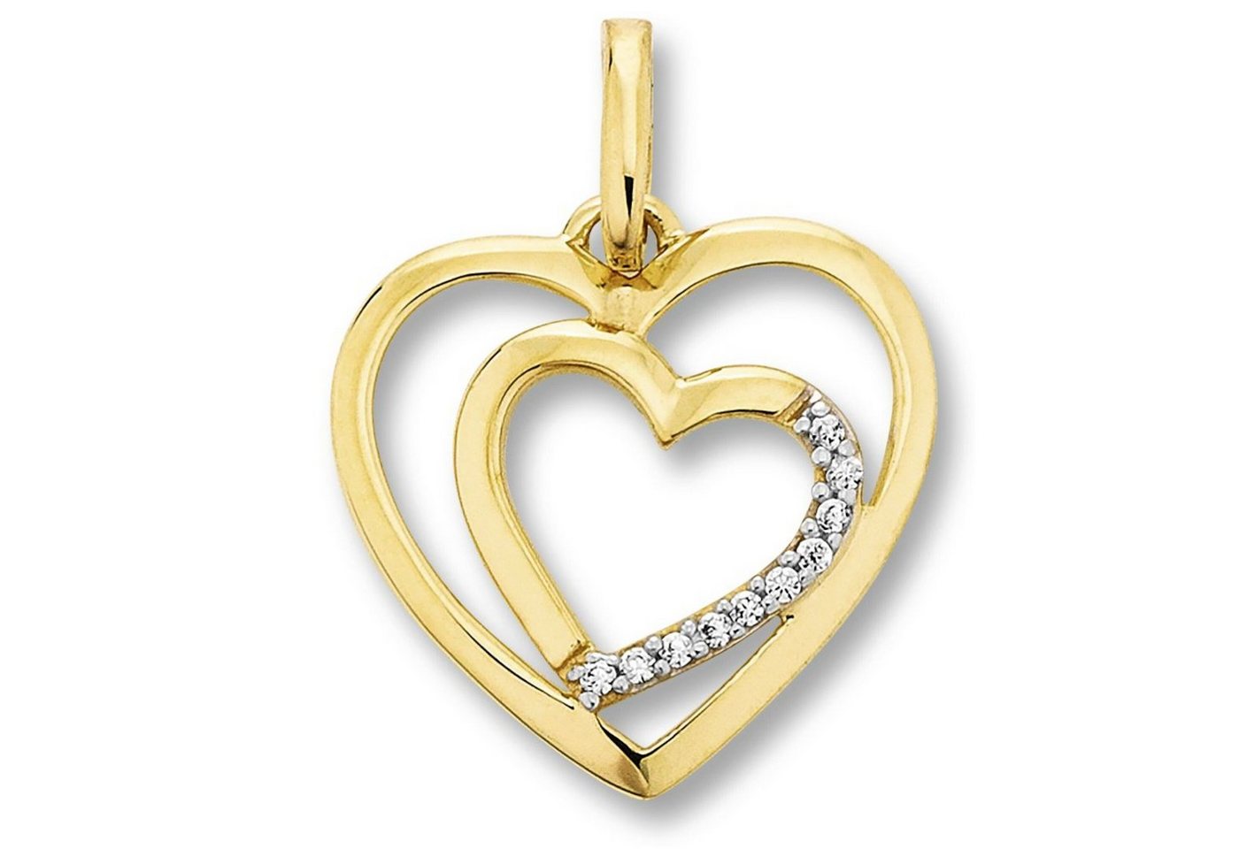 ONE ELEMENT Kettenanhänger Zirkonia Herz Herz Anhänger aus 333 Gelbgold, Damen Gold Schmuck Herz von ONE ELEMENT