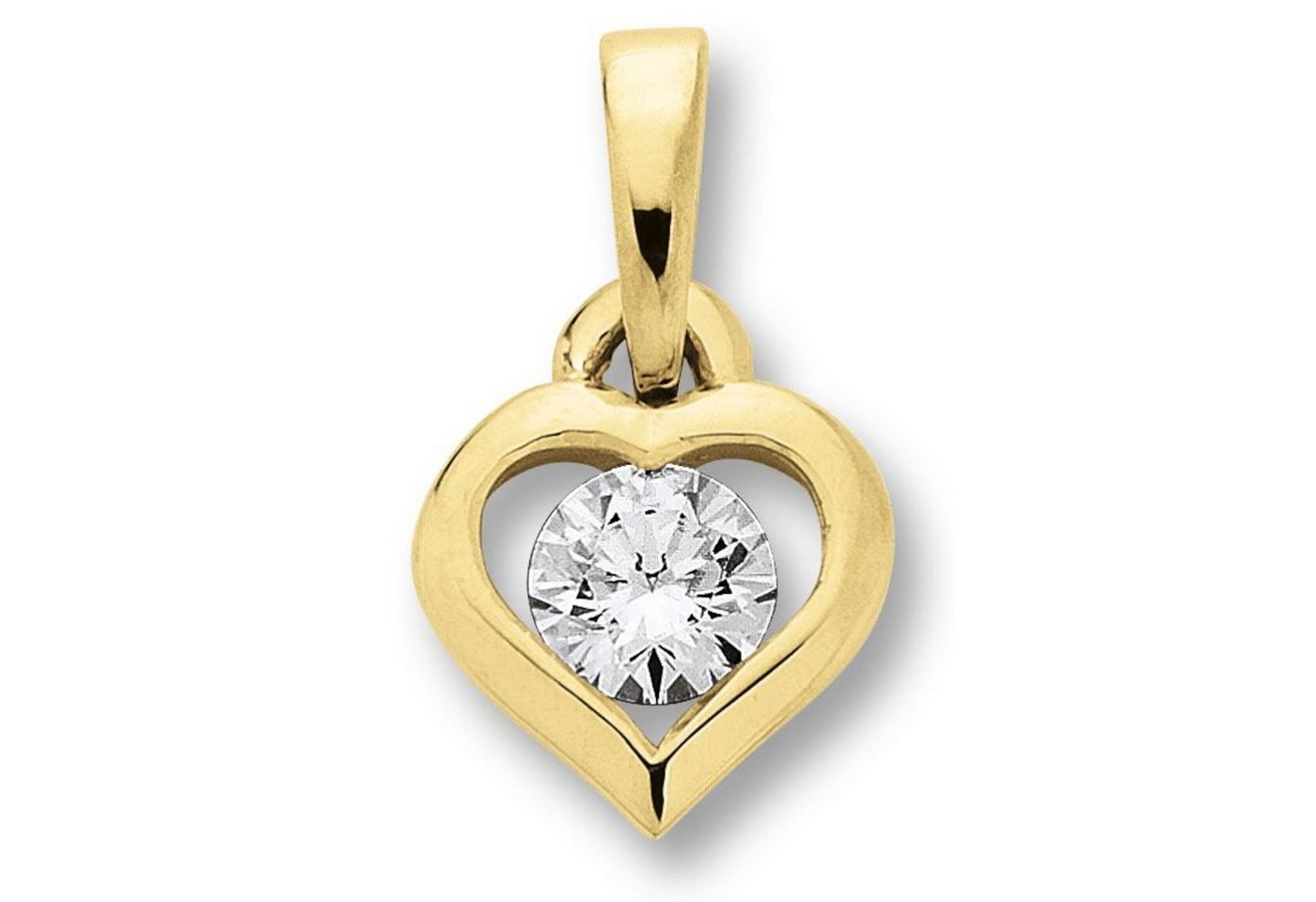 ONE ELEMENT Kettenanhänger Zirkonia Herz Herz Anhänger aus 333 Gelbgold, Damen Gold Schmuck Herz von ONE ELEMENT