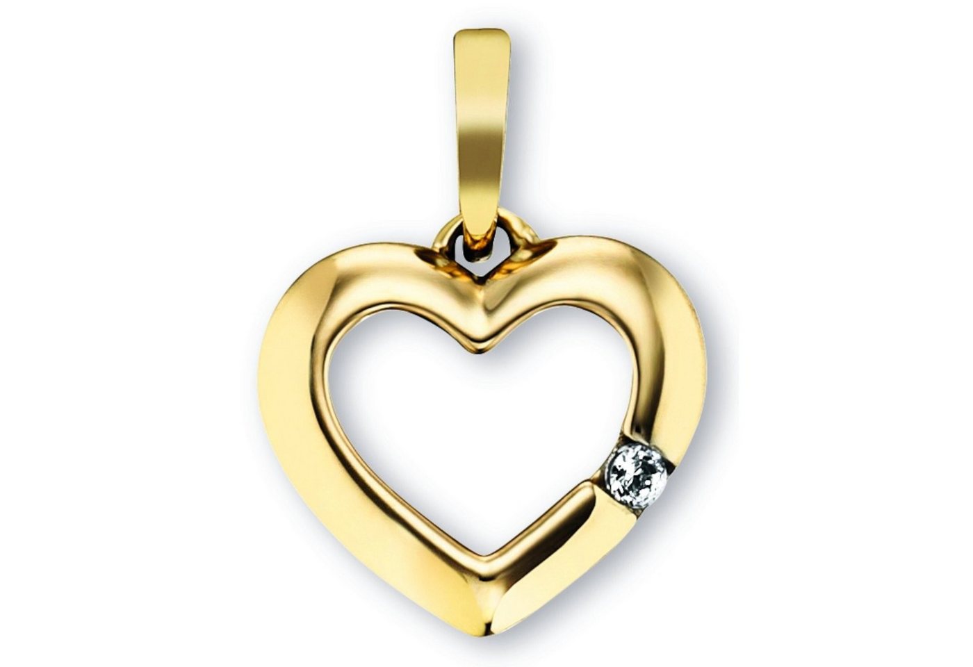 ONE ELEMENT Kettenanhänger Zirkonia Herz Herz Anhänger aus 333 Gelbgold, Damen Gold Schmuck Herz von ONE ELEMENT