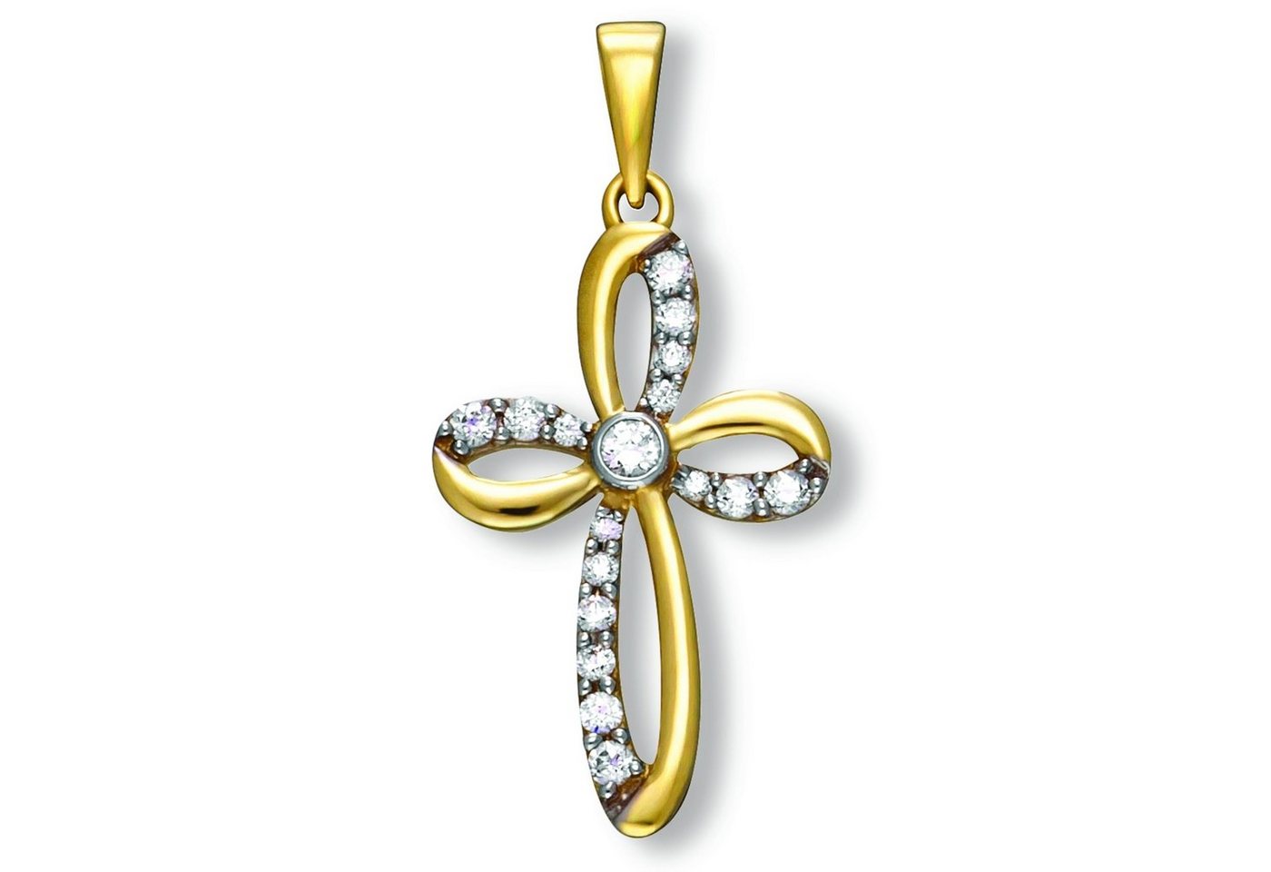 ONE ELEMENT Kettenanhänger Zirkonia Kreuz Anhänger aus 333 Gelbgold, Damen Gold Schmuck von ONE ELEMENT