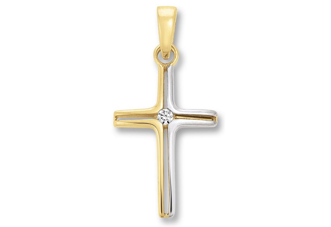 ONE ELEMENT Kettenanhänger Zirkonia Kreuz Anhänger aus 333 Gelbgold, Damen Gold Schmuck von ONE ELEMENT