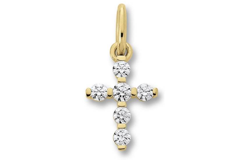 ONE ELEMENT Kettenanhänger Zirkonia Kreuz Anhänger aus 333 Gelbgold, Feine Gestaltung – ein Sinnbild mit ruhiger Eleganz von ONE ELEMENT