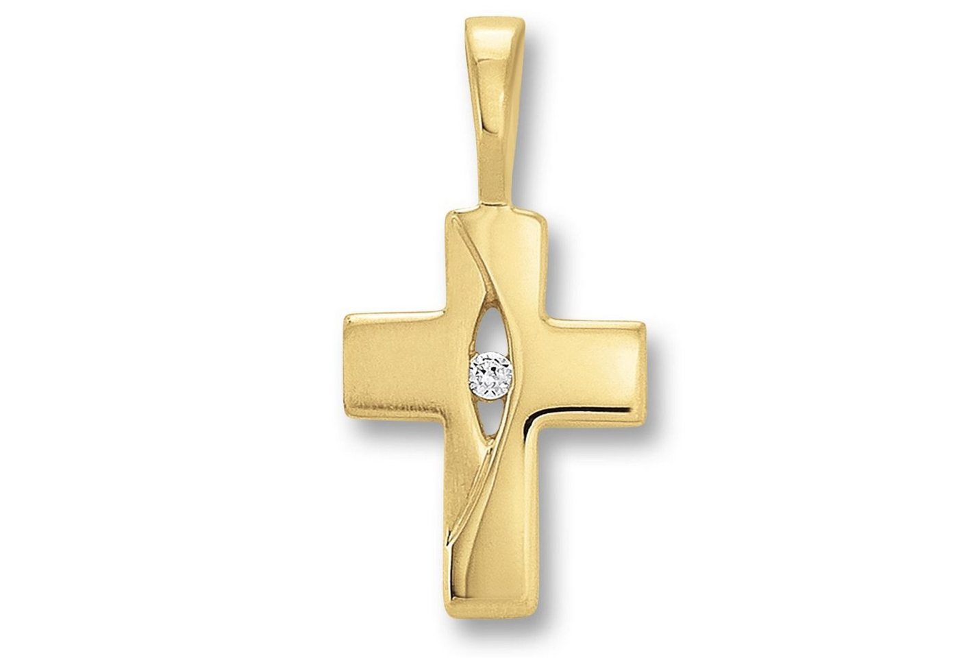 ONE ELEMENT Kettenanhänger Zirkonia Kreuz Anhänger aus 333 Gelbgold, Ihr persönliches Symbol – liebevoll gearbeitet für jeden Tag von ONE ELEMENT