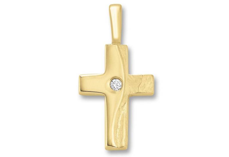 ONE ELEMENT Kettenanhänger Zirkonia Kreuz Anhänger aus 333 Gelbgold, Symbolische Note – harmonisch gestaltet mit Liebe zum Detail von ONE ELEMENT