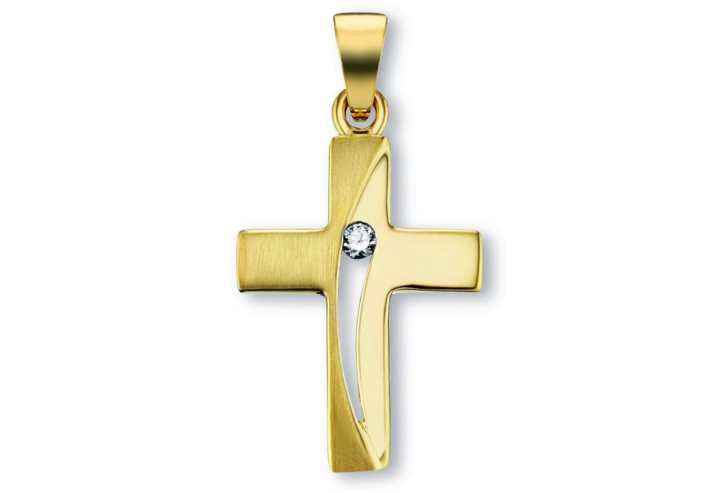 ONE ELEMENT Kettenanhänger Zirkonia Kreuz Anhänger aus 333 Gelbgold, Damen Gold Schmuck von ONE ELEMENT