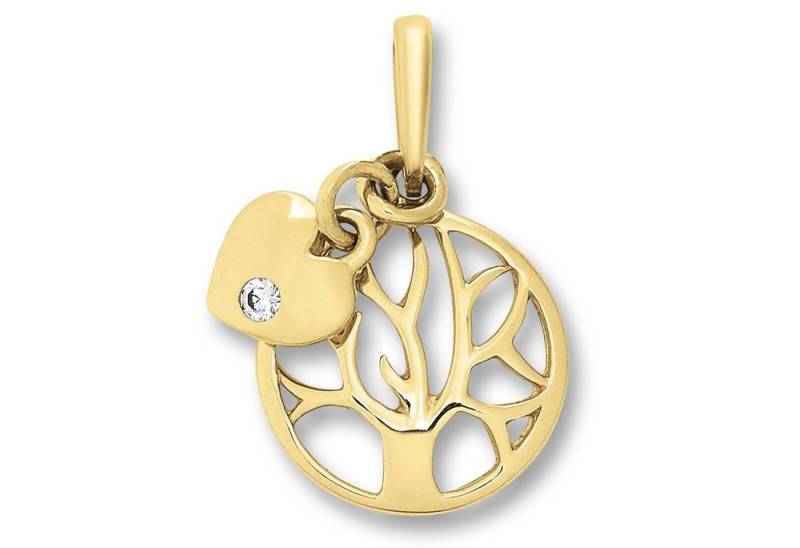 ONE ELEMENT Kettenanhänger Zirkonia Lebensbaum Anhänger aus 333 Gelbgold, Persönlicher Akzent – schlicht, modern, aussagekräftig von ONE ELEMENT