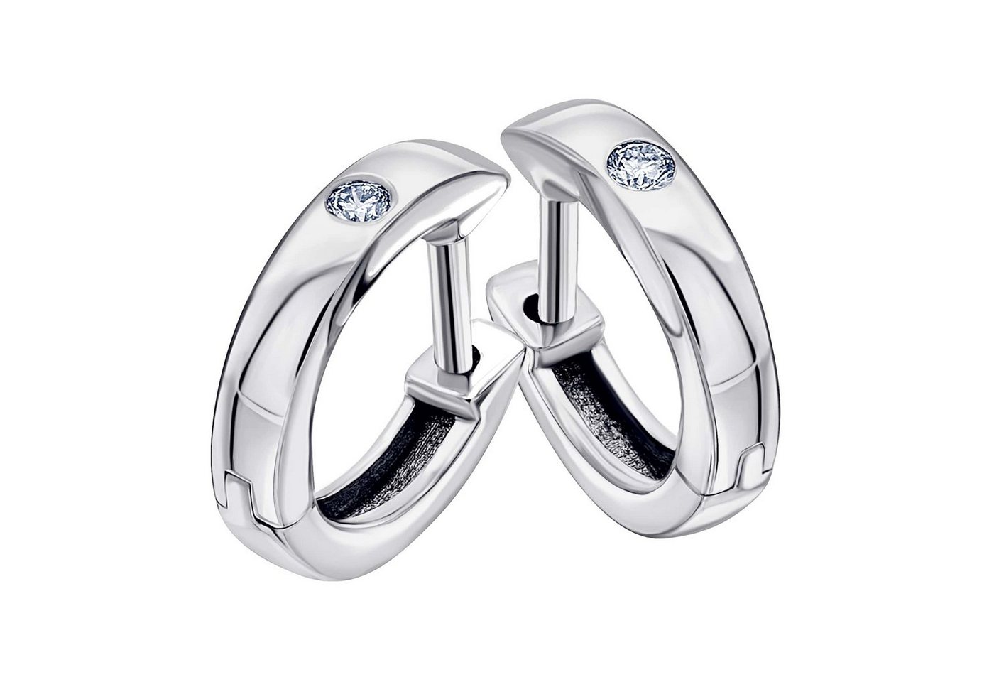 ONE ELEMENT Paar Creolen 0,05 ct Diamant Brillant Ohrringe Creolen aus 585 Weißgold, Damen Gold Schmuck von ONE ELEMENT