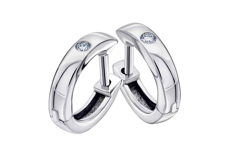 ONE ELEMENT Paar Creolen 0,05 ct Diamant Brillant Ohrringe Creolen aus 585 Weißgold, Klassische Eleganz – veredelt mit funkelndem Diamantbesatz von ONE ELEMENT