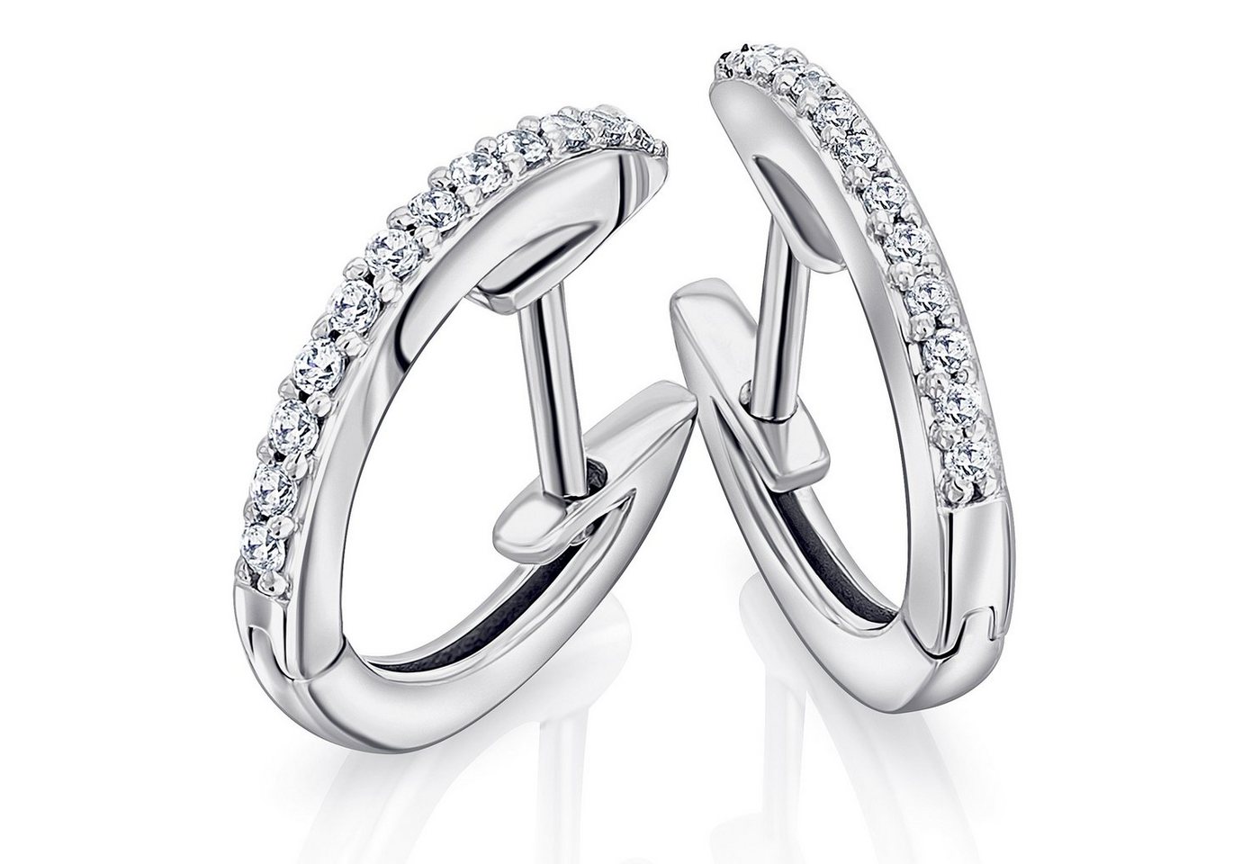 ONE ELEMENT Paar Creolen 0,10 ct Diamant Brillant Ohrringe Creolen aus 585 Weißgold, Sorgfältig gefertigt – zarte Diamantakzente mit besonderer Strahlkraft von ONE ELEMENT