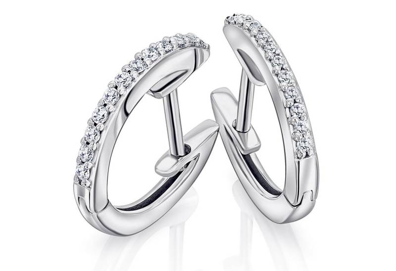 ONE ELEMENT Paar Creolen 0,10 ct Diamant Brillant Ohrringe Creolen aus 585 Weißgold, Sorgfältig gefertigt – zarte Diamantakzente mit besonderer Strahlkraft von ONE ELEMENT