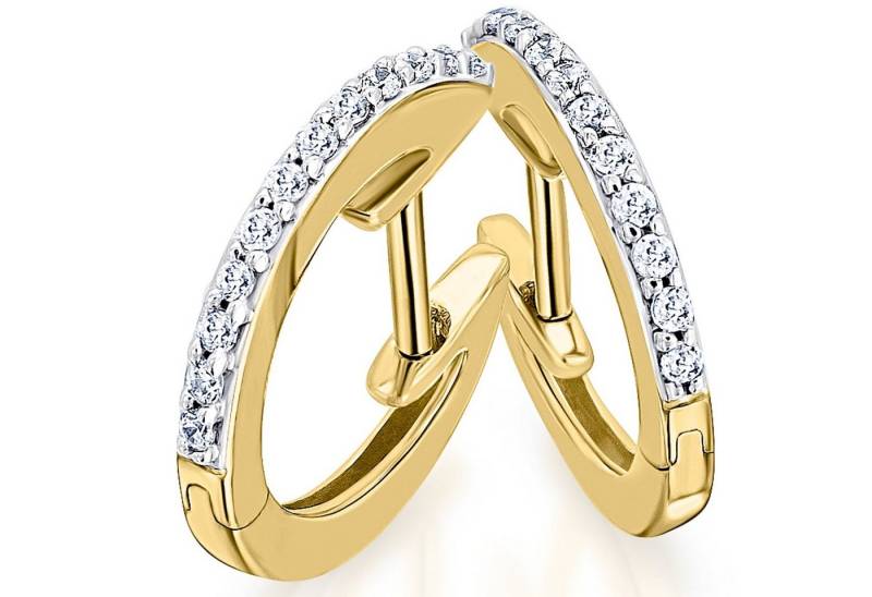 ONE ELEMENT Paar Creolen 0,15 ct Diamant Brillant Ohrringe Creolen aus 585 Gelbgold, Dezenter Glanz – Diamantakzente für besondere Momente von ONE ELEMENT