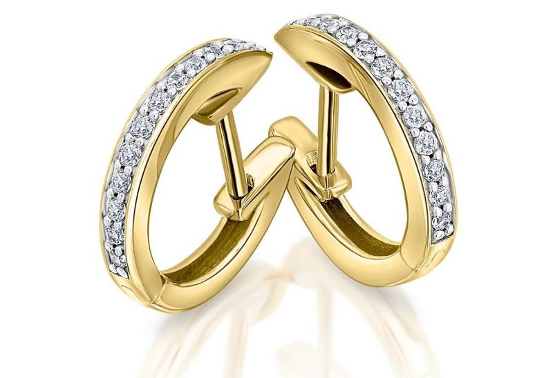 ONE ELEMENT Paar Creolen 0,18 ct Diamant Brillant Ohrringe Creolen aus 585 Gelbgold, Feine Handarbeit – Diamantdetails für ein edles Leuchten von ONE ELEMENT