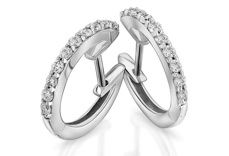 ONE ELEMENT Paar Creolen 0,30 ct Diamant Brillant Ohrringe Creolen aus 585 Weißgold, Dezenter Glanz – Diamantakzente für besondere Momente von ONE ELEMENT