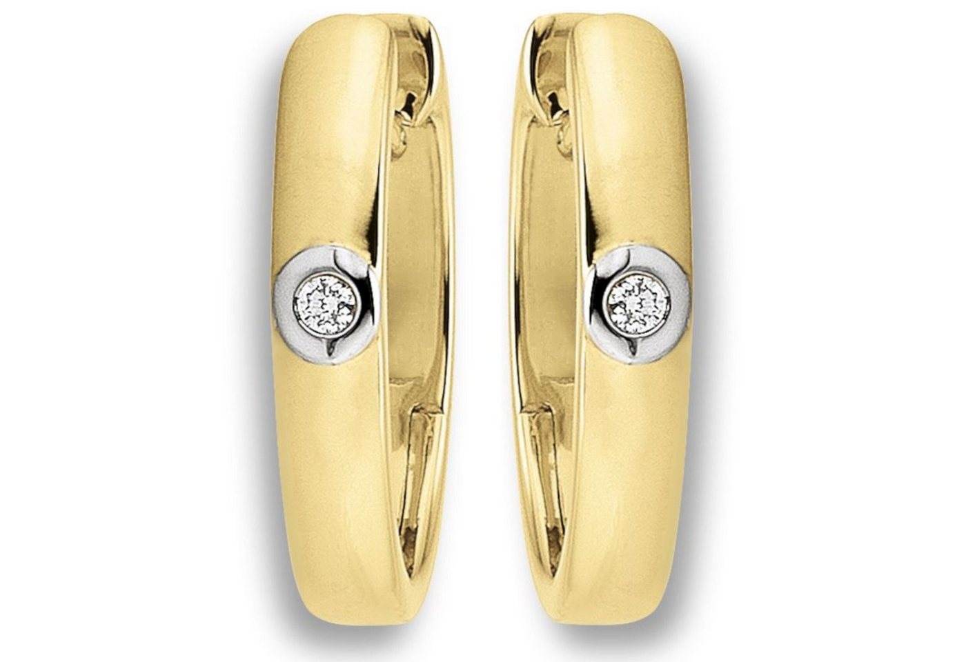 ONE ELEMENT Paar Creolen 0.02 ct Diamant Brillant Ohrringe Creolen aus 585 Gelbgold, Fein gearbeitet – edle Brillanz mit Diamantbesatz von ONE ELEMENT