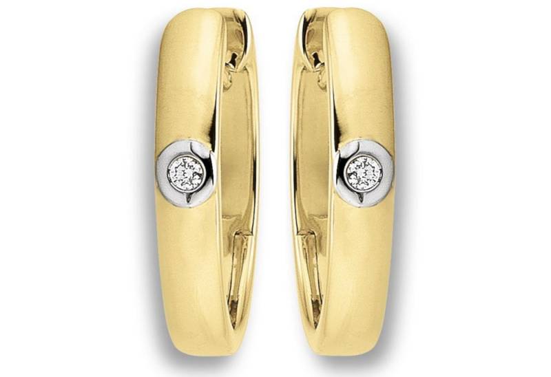 ONE ELEMENT Paar Creolen 0.02 ct Diamant Brillant Ohrringe Creolen aus 585 Gelbgold, Fein gearbeitet – edle Brillanz mit Diamantbesatz von ONE ELEMENT