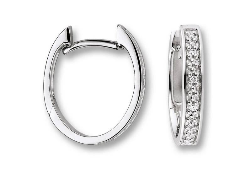 ONE ELEMENT Paar Creolen 0.02 ct Diamant Brillant Ohrringe Creolen aus 585 Weißgold, Klassische Eleganz – veredelt mit funkelndem Diamantbesatz von ONE ELEMENT