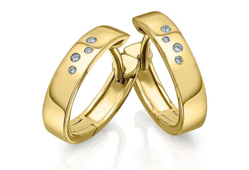 ONE ELEMENT Paar Creolen 0.04 ct Diamant Brillant Ohrringe Creolen aus 585 Gelbgold, Fein gearbeitet – edle Brillanz mit Diamantbesatz von ONE ELEMENT