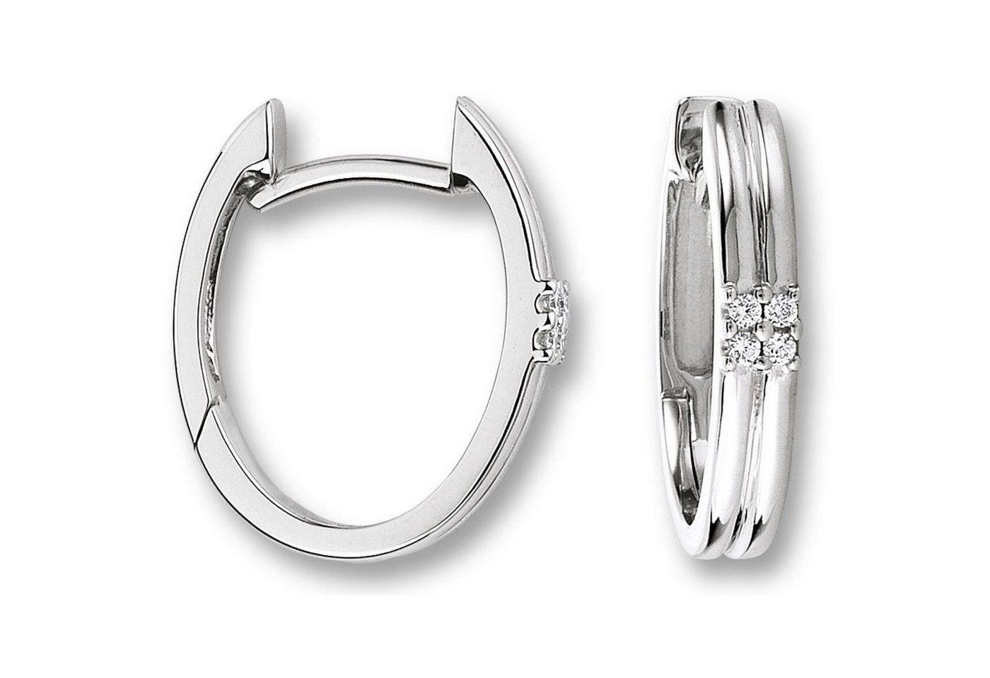 ONE ELEMENT Paar Creolen 0.04 ct Diamant Brillant Ohrringe Creolen aus 585 Weißgold, Damen Gold Schmuck von ONE ELEMENT