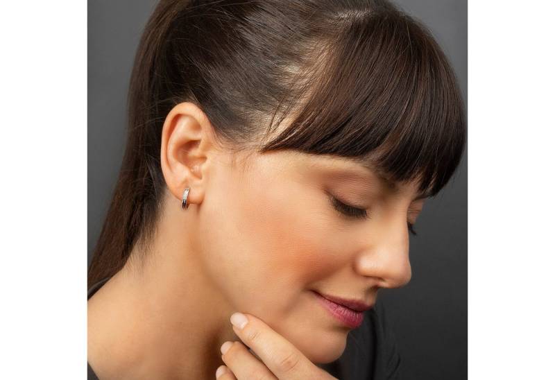 ONE ELEMENT Paar Creolen 0.04 ct Diamant Brillant Ohrringe Creolen aus 585 Weißgold, Dezenter Glanz – Diamantakzente für besondere Momente von ONE ELEMENT