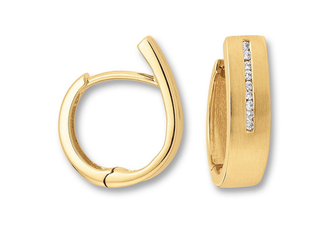 ONE ELEMENT Paar Creolen 0.09 ct Diamant Brillant Ohrringe Creolen aus 585 Gelbgold, Sorgfältig gefertigt – zarte Diamantakzente mit besonderer Strahlkraft von ONE ELEMENT