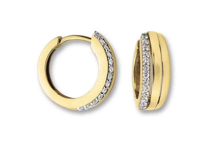 ONE ELEMENT Paar Creolen Zirkonia Ohrringe Creolen aus 333 Gelbgold, Ausdruck von Individualität – dezent, bedeutungsvoll, nah am Herzen von ONE ELEMENT