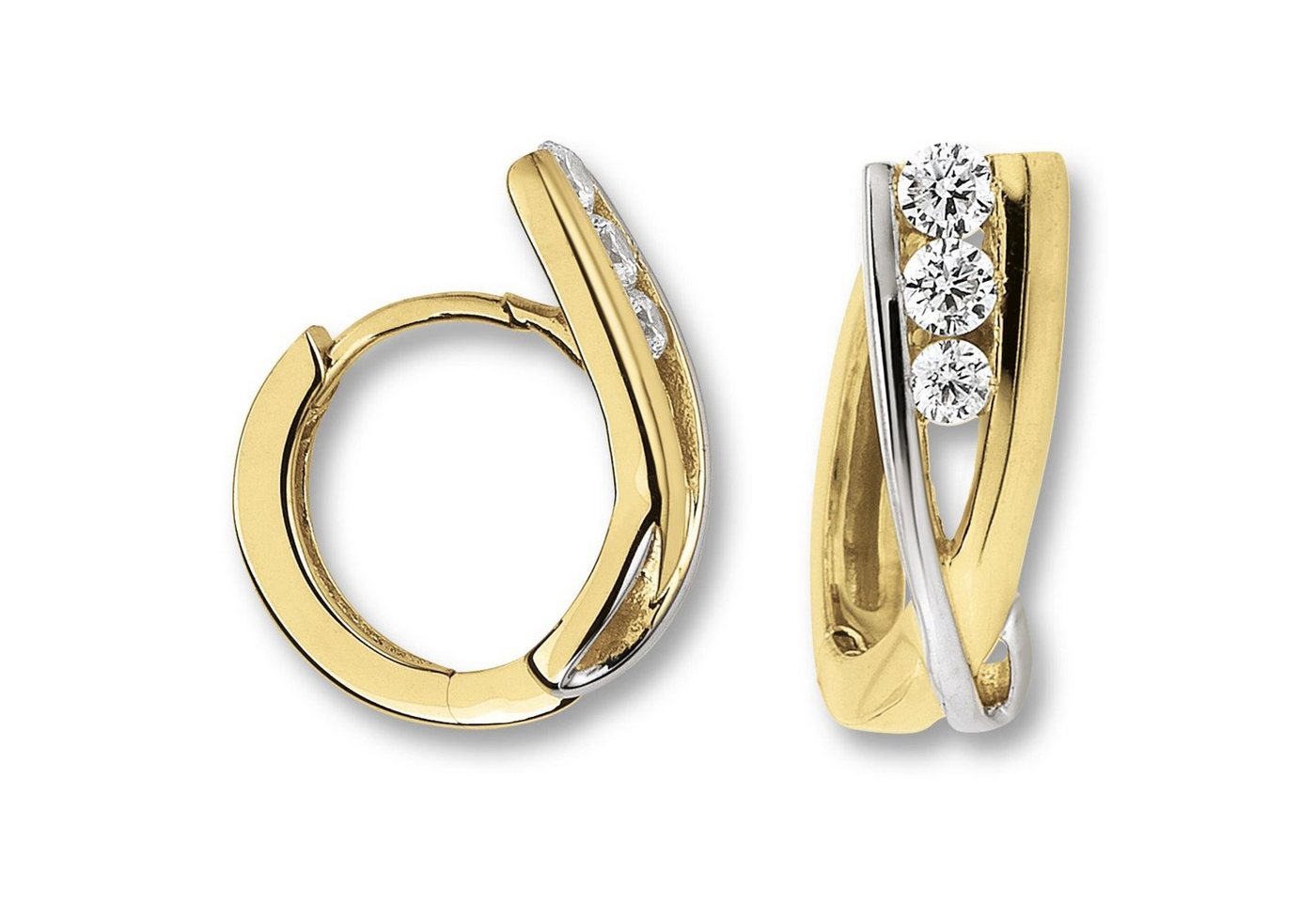 ONE ELEMENT Paar Creolen Zirkonia Ohrringe Creolen aus 333 Gelbgold, Damen Gold Schmuck von ONE ELEMENT