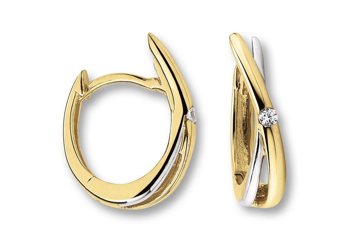 ONE ELEMENT Paar Creolen Zirkonia Ohrringe Creolen aus 333 Gelbgold, Persönlicher Akzent – schlicht, modern, aussagekräftig von ONE ELEMENT