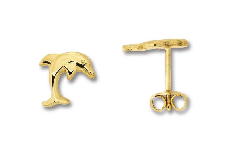 ONE ELEMENT Paar Ohrhänger Delfin Ohrringe Ohrstecker aus 333 Gelbgold, Zartes Emblem – unaufdringlich und dennoch ausdrucksstark von ONE ELEMENT