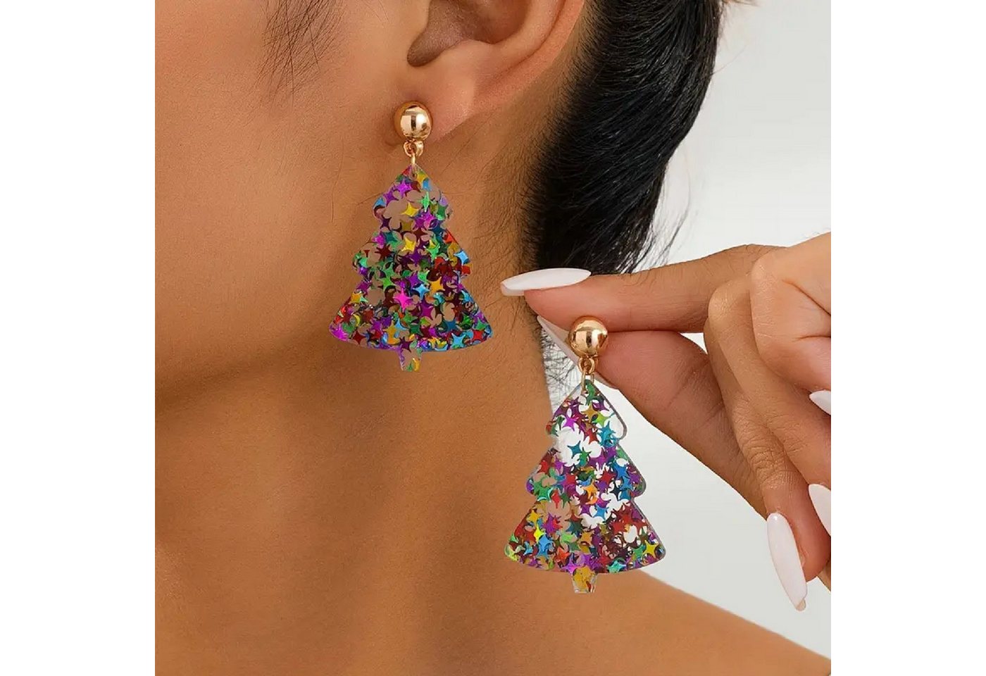ONE ELEMENT Paar Ohrhänger Weihnachtsschmuck Ohrringe Ohrhänger Weihnachtsbaum aus Acryl von ONE ELEMENT