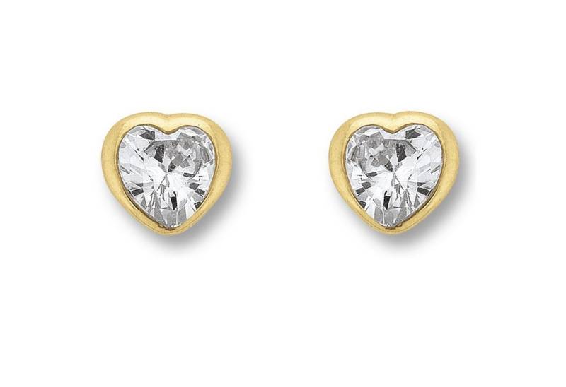 ONE ELEMENT Paar Ohrhänger Zirkonia Herz Ohrringe Ohrstecker aus 333 Gelbgold, Herz mit Bedeutung – eine feine Geschenkidee für viele Anlässe von ONE ELEMENT