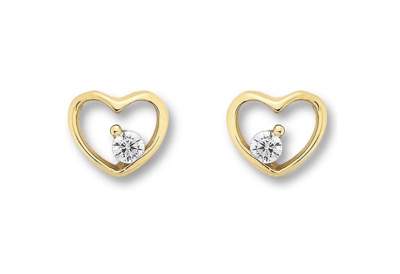 ONE ELEMENT Paar Ohrhänger Zirkonia Herz Ohrringe Ohrstecker aus 333 Gelbgold, Ein Geschenk von Herzen – zart, elegant & voller Symbolik von ONE ELEMENT