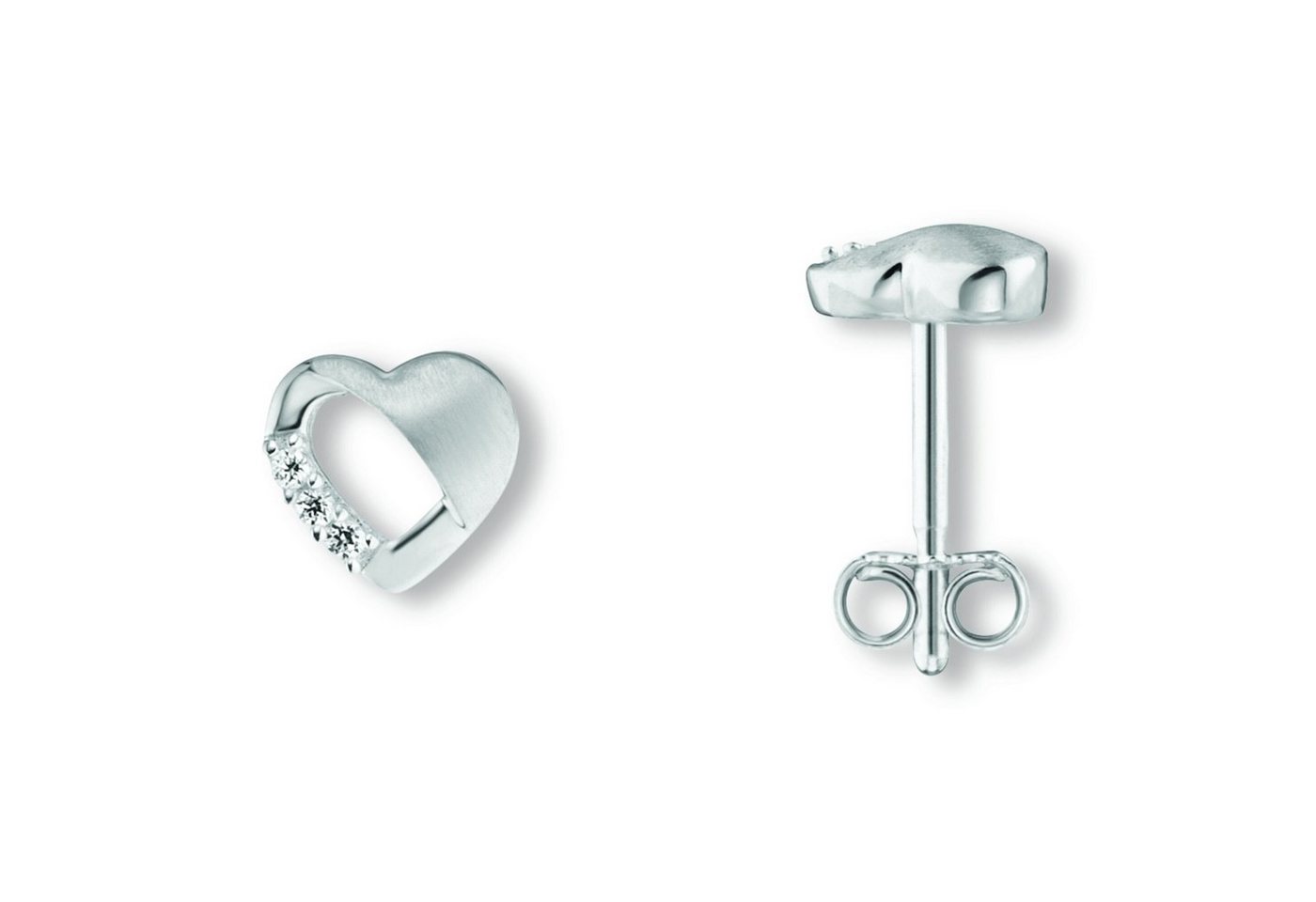 ONE ELEMENT Paar Ohrhänger Zirkonia Herz Ohrringe Ohrstecker aus 925 Silber, Damen Silber Schmuck Herz von ONE ELEMENT