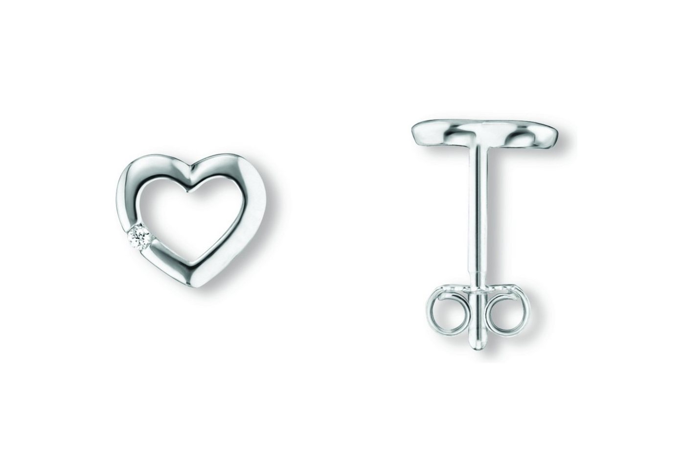 ONE ELEMENT Paar Ohrhänger Zirkonia Herz Ohrringe Ohrstecker aus 925 Silber, Damen Silber Schmuck Herz von ONE ELEMENT