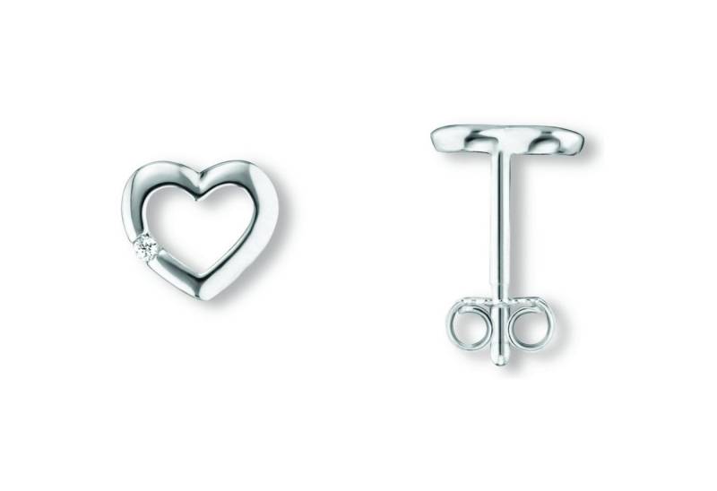 ONE ELEMENT Paar Ohrhänger Zirkonia Herz Ohrringe Ohrstecker aus 925 Silber, Damen Silber Schmuck Herz von ONE ELEMENT