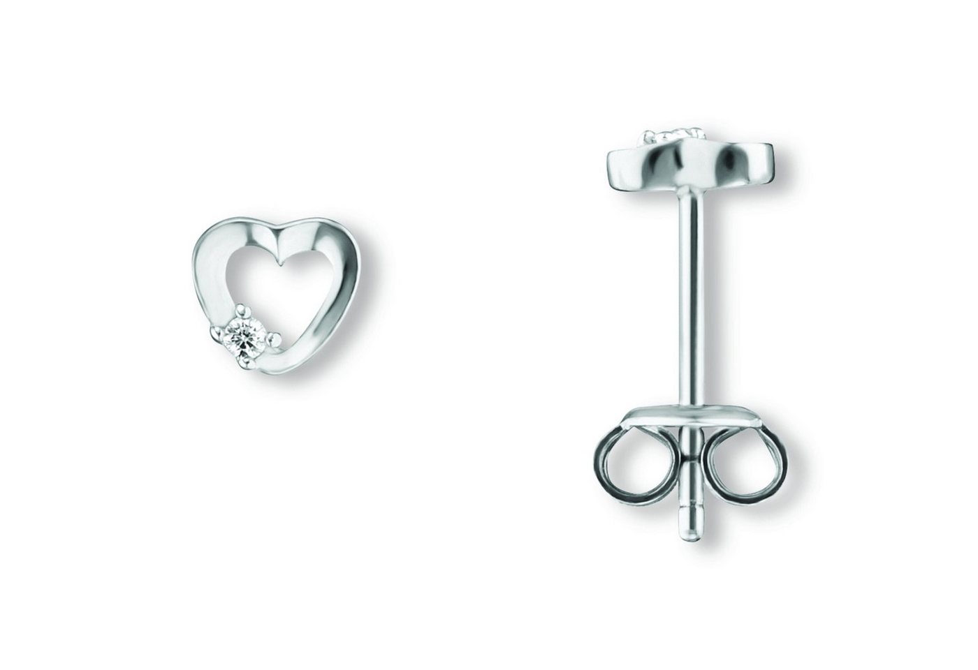 ONE ELEMENT Paar Ohrhänger Zirkonia Herz Ohrringe Ohrstecker aus 925 Silber, Zart & emotional – ein Geschenk, das von Herzen kommt von ONE ELEMENT