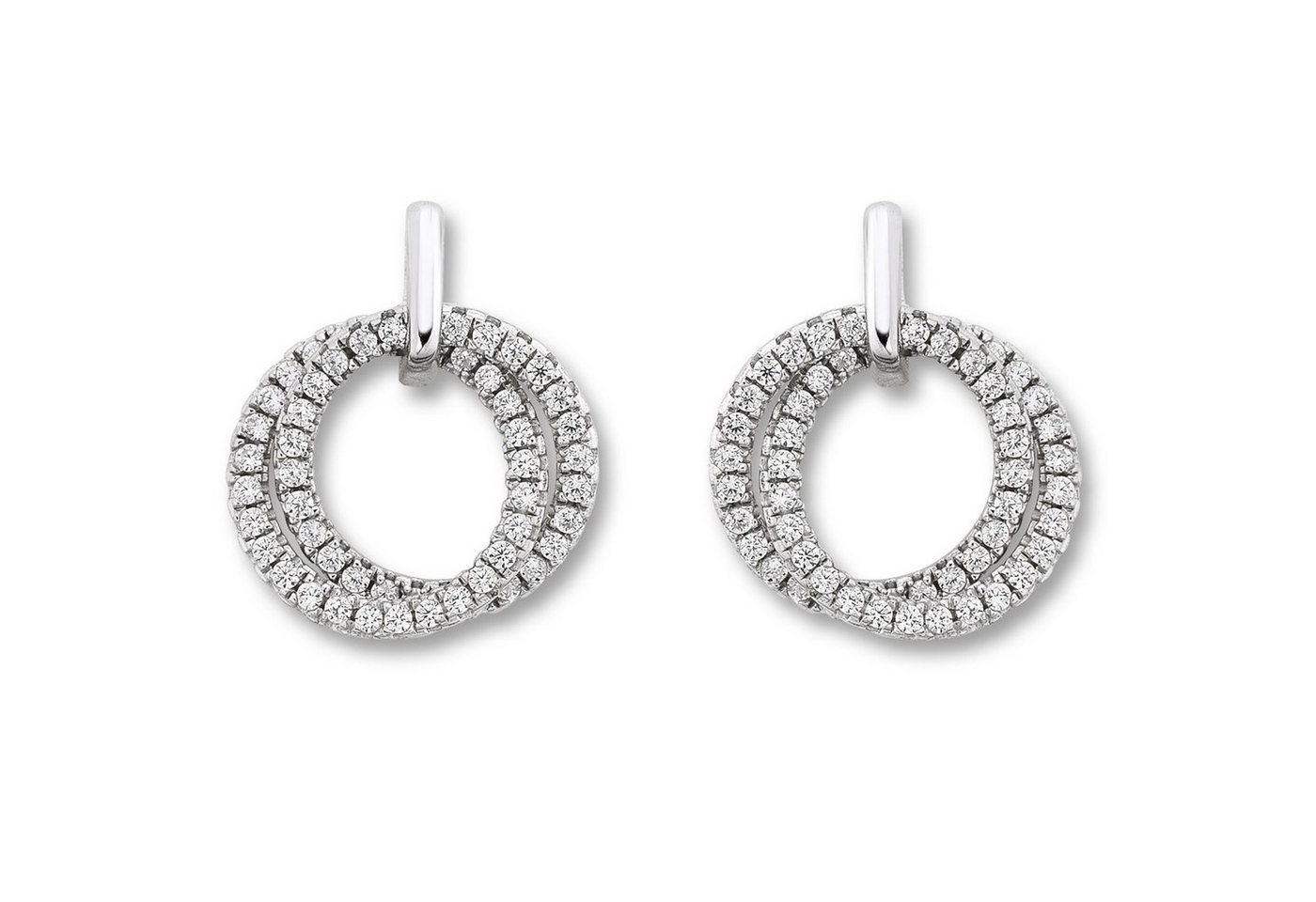ONE ELEMENT Paar Ohrhänger Zirkonia Kreise Ohrringe Ohrstecker aus 925 Silber, Dezente Symbolik – stilvoller Begleiter für jeden Anlass von ONE ELEMENT