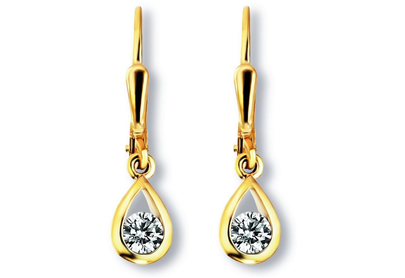 ONE ELEMENT Paar Ohrhänger Zirkonia Ohrringe Ohrhänger aus 333 Gelbgold, Persönlicher Akzent – schlicht, modern, aussagekräftig von ONE ELEMENT