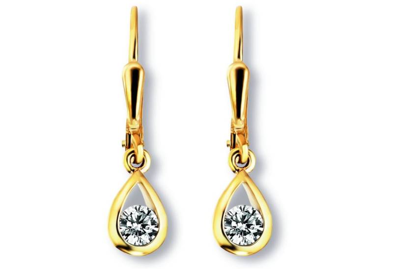 ONE ELEMENT Paar Ohrhänger Zirkonia Ohrringe Ohrhänger aus 333 Gelbgold, Persönlicher Akzent – schlicht, modern, aussagekräftig von ONE ELEMENT