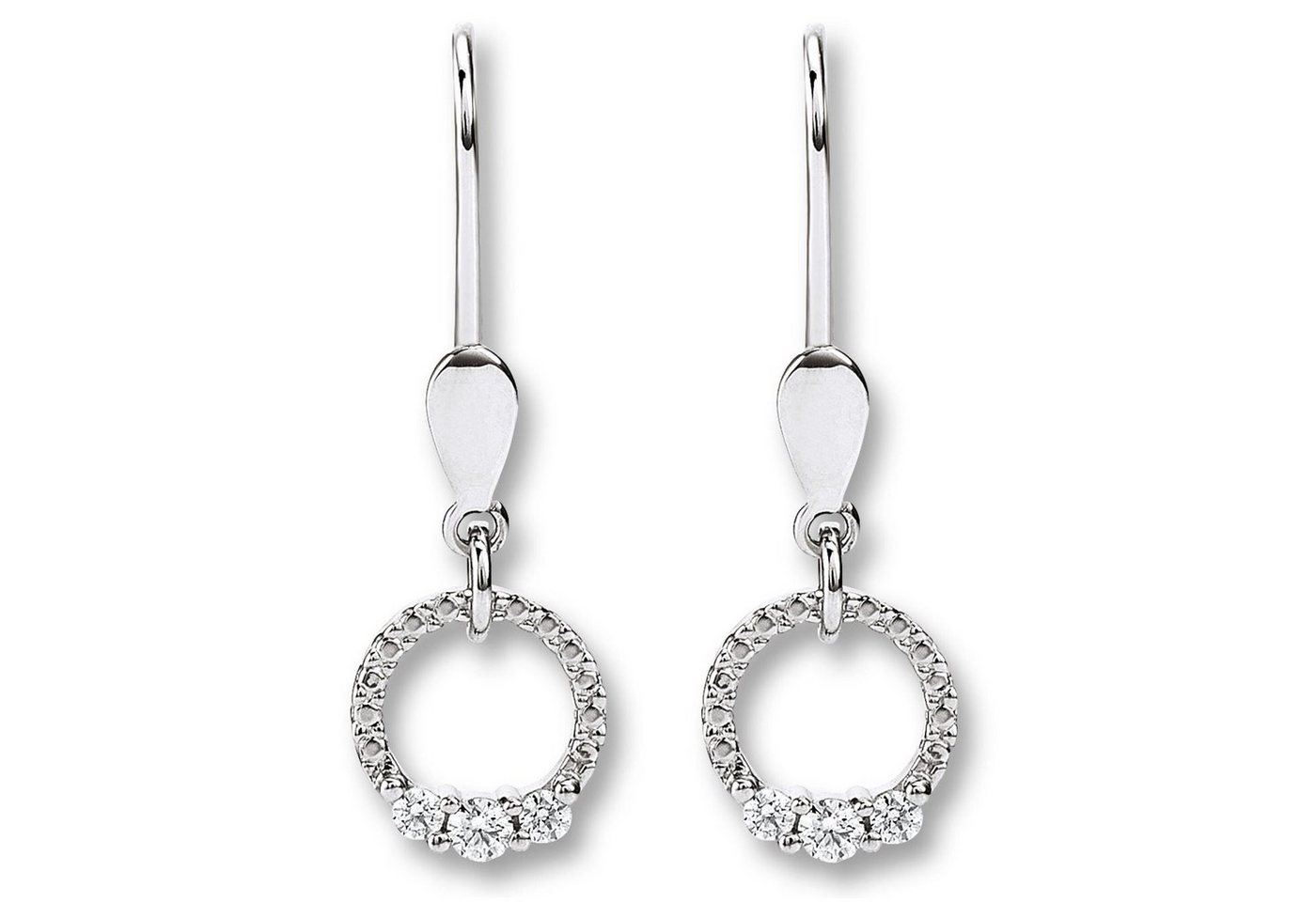 ONE ELEMENT Paar Ohrhänger Zirkonia Ohrringe Ohrhänger aus 333 Weißgold, Zartes Emblem – unaufdringlich und dennoch ausdrucksstark von ONE ELEMENT