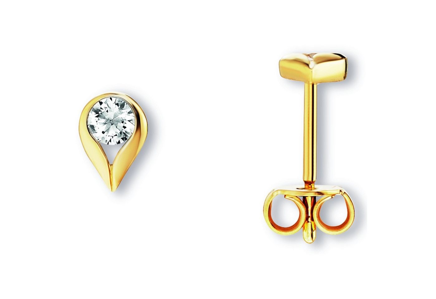 ONE ELEMENT Paar Ohrhänger Zirkonia Ohrringe Ohrstecker aus 333 Gelbgold, Dezente Symbolik – stilvoller Begleiter für jeden Anlass von ONE ELEMENT